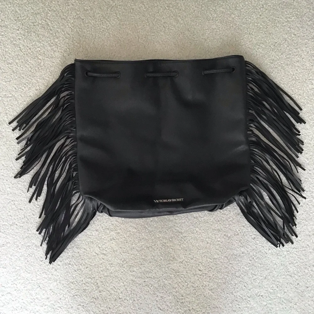 Victoria's Secret Black Fringe Bag